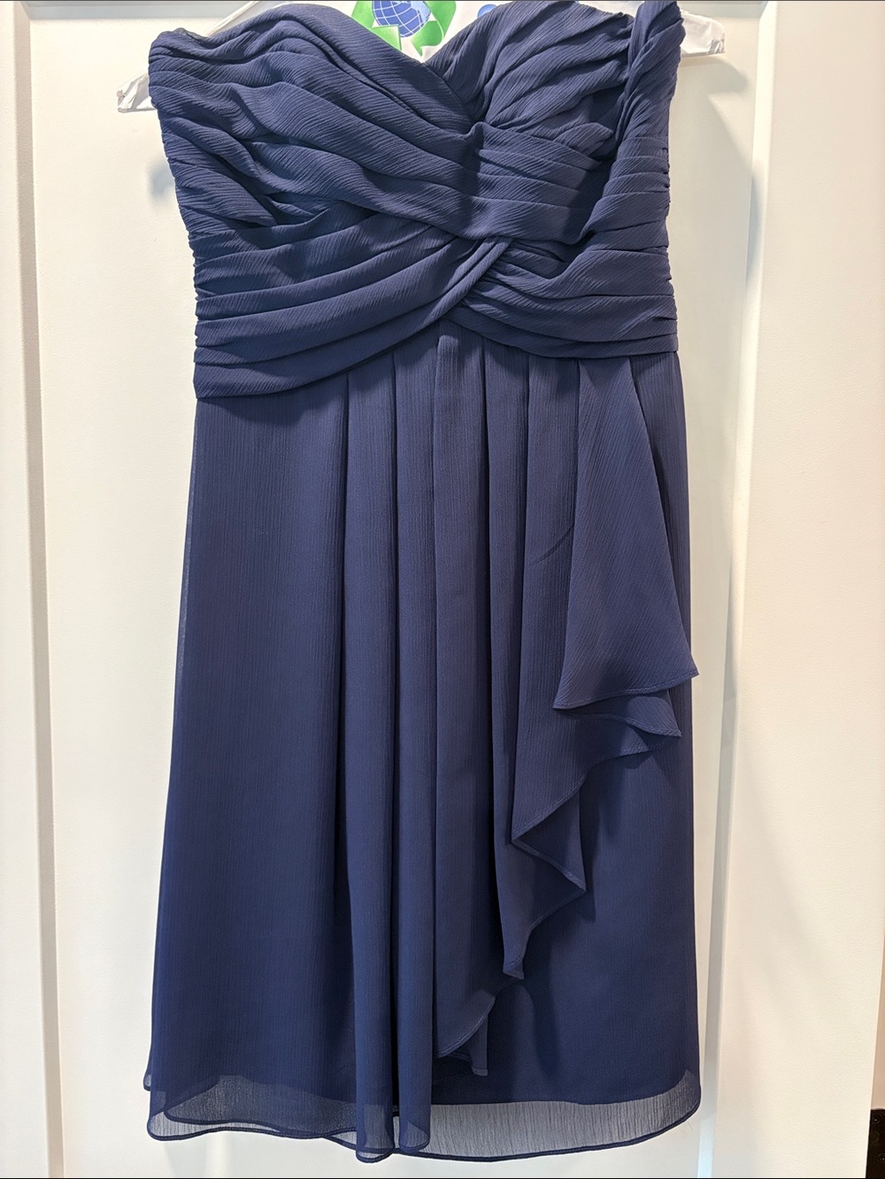 David's Bridal Strapless Navy Chiffon Cocktail Dress